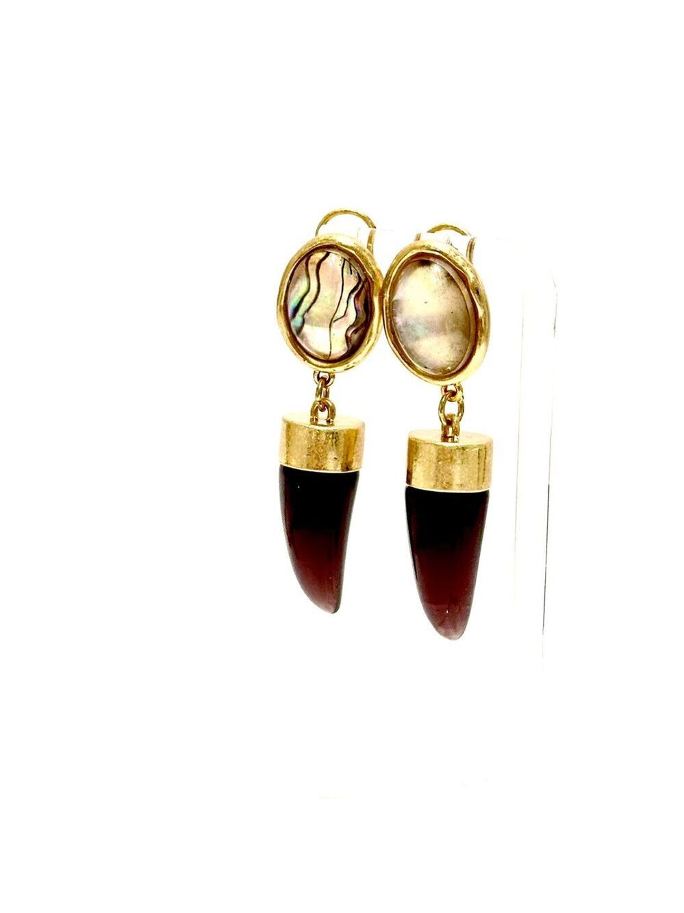 ZARA | Golden 2” Dark Tortoise Faux Horn Drop Earrings | NWOT - Picture 2 of 7